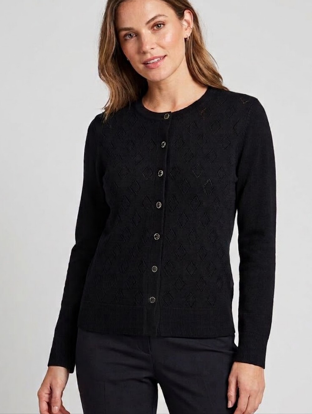 Tenney Rose Women's S Black Knit Cardigan Sweater Button Front Lightweight